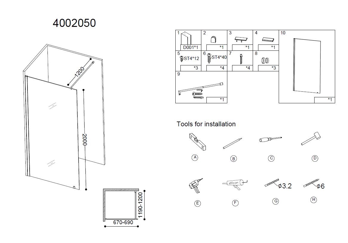 Best-Design "Erico 700" inloopdouche 67-69 cm NANO 8mm glas - Afbeelding 5